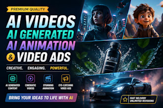 create ai videos, ai generated, ai animation and video ads