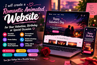 create a romantic animated website for your valentine, birthday, anniversary