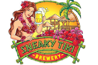 create a vintage tiki party and amalia coast illustration logo