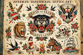 create old school american traditional tattoo artwork