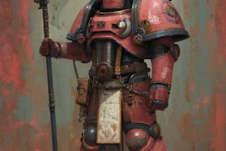 create a grimdark warhammer 40k character illustration