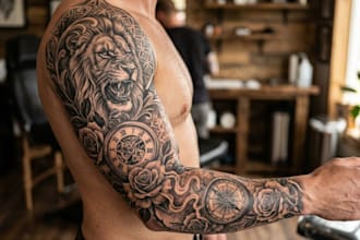 design a custom realistic tattoo, black and grey tattoo or sleeve