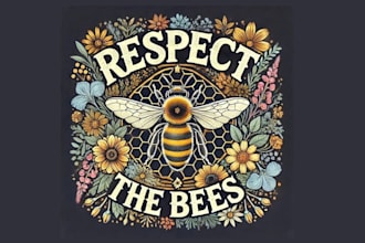 do high quality honey bee mascot logo retro t shirt  design