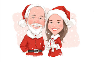 draw an amazing family christmas caricature