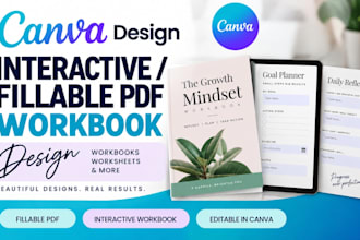 design canva interactive pdf workbook, worksheet, freebies and fillable PDF