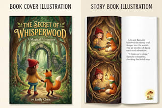 draw cover book illustration and story book illustration