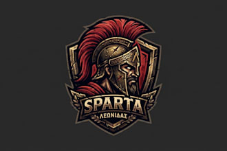 design a powerful and legendary spartan head logo