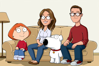 make you as a awesome family guy cartoon character portrait