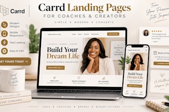 design carrd landing pages and one page websites for coach and content creators