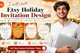 etsy holiday invitation design custom halloween party invitation and event flyer