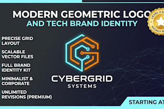design modern geometric logo and tech brand identity