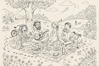 create a doodle illustration of people