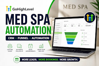 set up gohighlevel CRM, funnel and automation for med spas