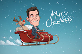draw a custom winter christmas caricature for the holidays
