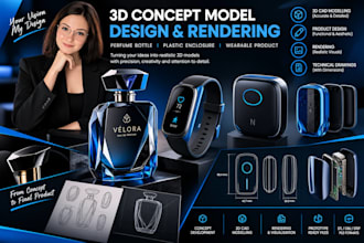 3d perfume bottle concept model plastic enclosure design wearable product cad