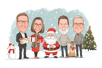 draw a custom christmas caricature cartoon for the holiday