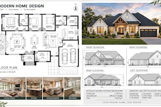 design autocad 2d floor plan, 3d floor plan and exterior 3d rendering