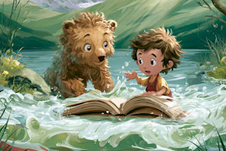 children story book illustration, story book, book illustration