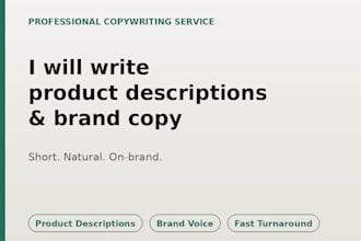 write short, natural product descriptions and brand copy