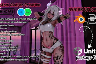 do custom vrchat avatar, vrc commission, 3d nsfw model, vr character, rig vrchat