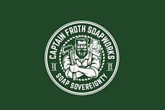 design captain froth soap works brand logo