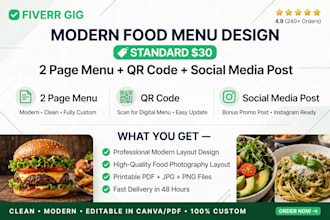 design modern restaurant food menu and cafe menu
