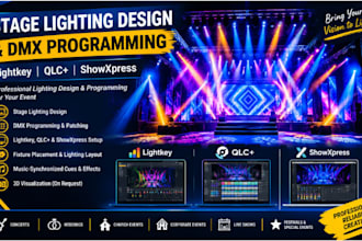 create stage lighting design and program dmx lighting  lightkey qlc showxpress