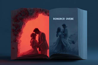 design romantic book cover with cinematic love story art