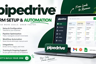 setup pipedrive CRM, optimize pipedrive pipelines, automation and email sequence