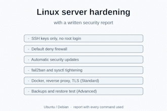 harden your linux server and send a written security report