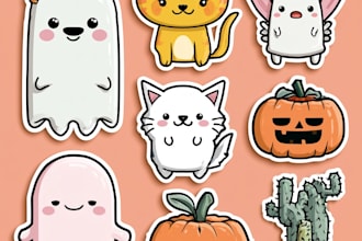 design cute illustrations for stickers, clip arts
