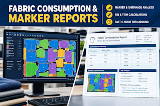 create professional textile fabric consumption and marker cutting reports