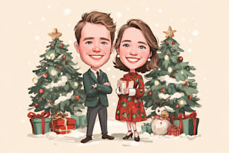 draw a custom winter christmas caricature