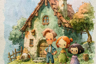 do children story book illustration watercolor picture book cover