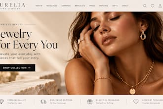 design shopify jewelry website, necklace, wristwatch and jewelry store