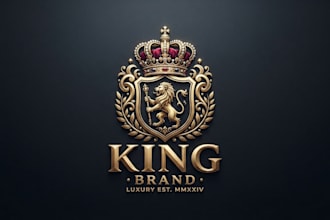 design a powerful and luxurious king logo for your brand