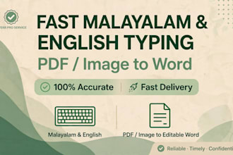 do fast malayalam and english typing, pdf to word and image to word