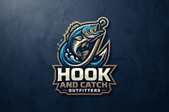 design a powerful and memorable fishing hook logo