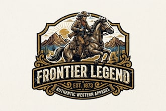 design a bold and legendary cowboy logo for your brand