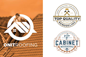 design construction, roofing, electrician, handyman or plumbing logo