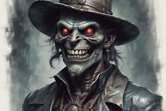 create fantasy horror character concept artwork