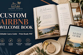 design a custom airbnb welcome book and digital guest guide