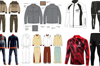 design tracksuits, joggers, sweatsuits, hoodies, jackets and apparel tech packs