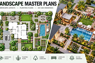 create landscape master plans, hardscape layouts, planting plans, cad