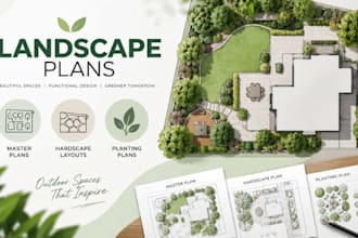 create landscape master plans, hardscape layouts planting floor plans