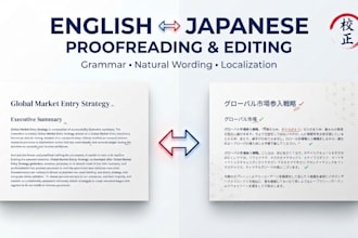 proofread and edit japanese to english and english to japanese