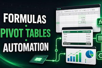 create excel formulas, pivot tables and automation