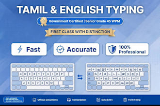 do tamil typing, english typing and data entry 45 wpm