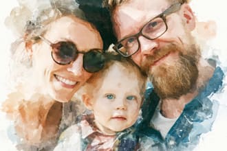 amazing family portrait watercolor portrait