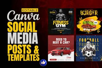 create editable social media posts,ads using canva